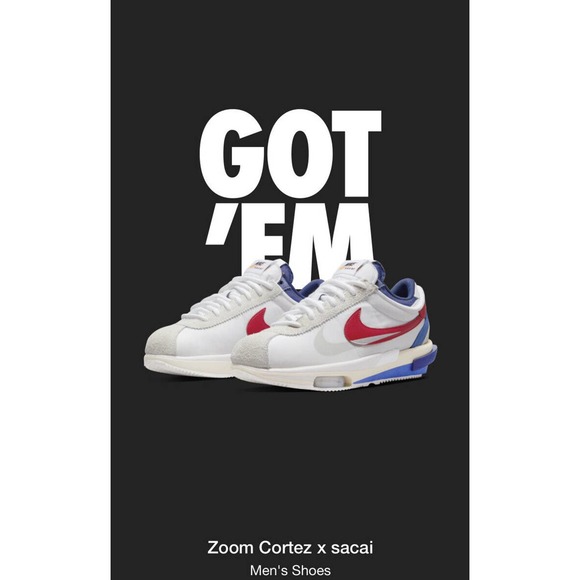Nike x Sacai Zoom Cortez 4.0 Mens 10.5 OG White Red Blue DQ0581-100 DS - Picture 6 of 6